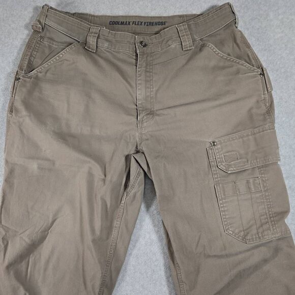 Duluth Trading Co Cargo Pants Mens 38x30 Gray Coolmax Flex Fire Hose Utility Tan - Picture 2 of 11